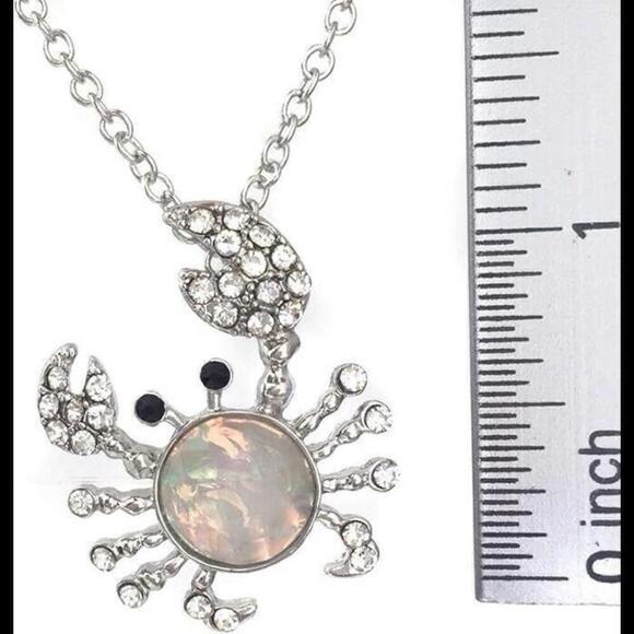 Iridescent Crab Rhinestones Legs and Claws with Silver Necklace 18" with 3 - Picture 5 of 5